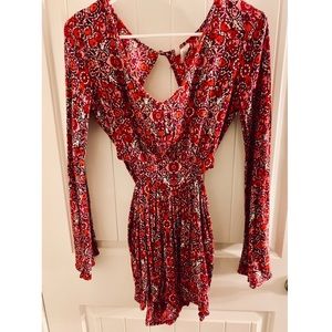 WOMENS BILLABONG PINK AND RED FLORAL ROMPER